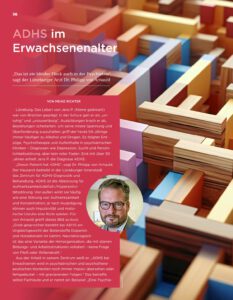 Titelseite des Artikels zu ADHS im Erwachsenenalter mit Porträt von Dr. Philipp von Arnauld.